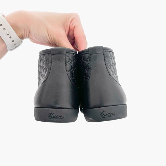 Gucci Mid Top GG Sneakers EU 38 US 8 Black Monogram Leather High Top Trainer - Picture 6 of 13